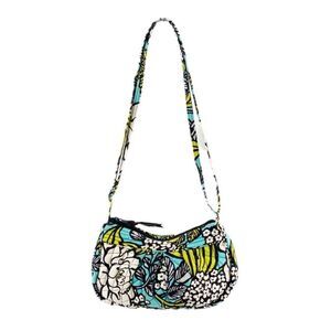 Vera Bradley Island Blooms Crossbody Bag Blue Green Quilted Floral Retired Print